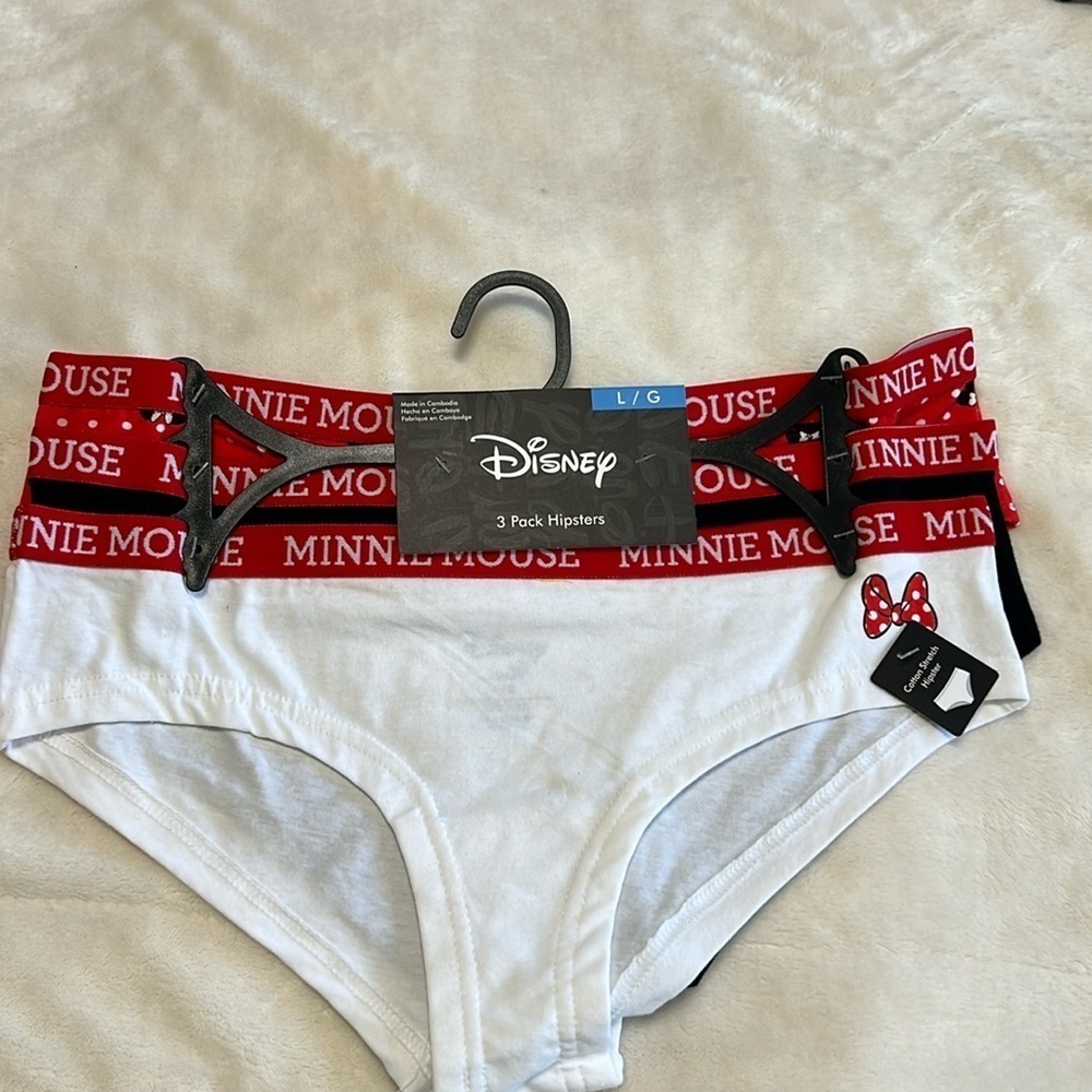 Disney Minnie Mouse 3-Pack Hipster Shorties — Size L — NWT